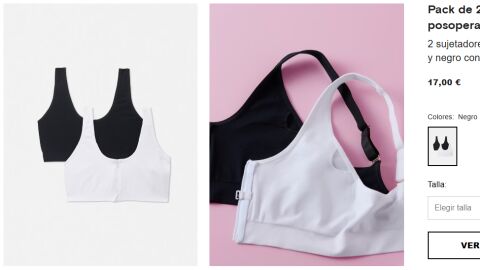 Sujetadores posoperatorio con cremallera