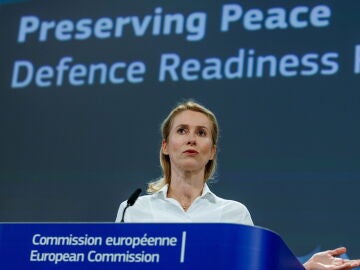 La Alta Representante de la UE para Asuntos Exteriores y Política de Seguridad, Kaja Kallas, en la presentación de la Hoja de Ruta de Preparación para la Defensa Europea 2030