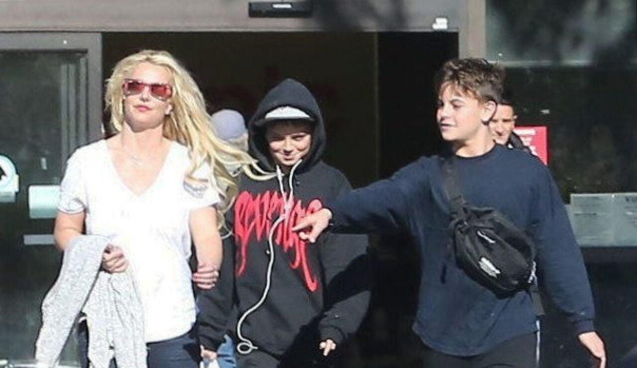 Britney Spears con sus dos hijos en 2018
