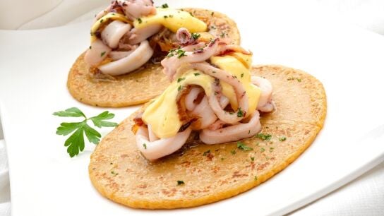 Taco de chipir&oacute;n Pelayo y mahonesa de lim&oacute;n, una receta original con toque de mar y c&iacute;trico, de Joseba Argui&ntilde;ano