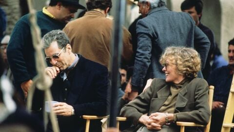 Al Pacino y Diane Keaton durante el rodaje de El padrino. Parte III