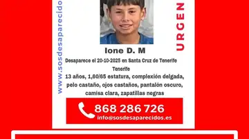 Buscan a un niño de 13 años desaparecido en Tenerife Buscan a un niño de 13 años desaparecido en Tenerife