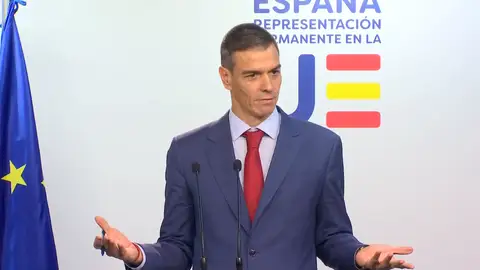 Pedro Sánchez, comparece ante los medios en Bruselas. Pedro Sánchez, comparece ante los medios en Bruselas.