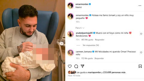 Publicación de Omar Montes con su hijo 