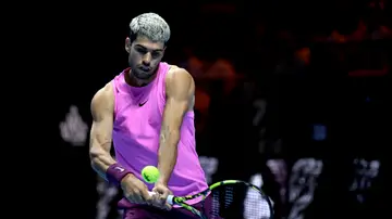 Carlos Alcaraz durante el Six Kings Slam 2025 Carlos Alcaraz durante el Six Kings Slam 2025