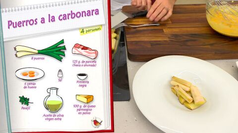 Ingredientes Puerros a la carbonara
