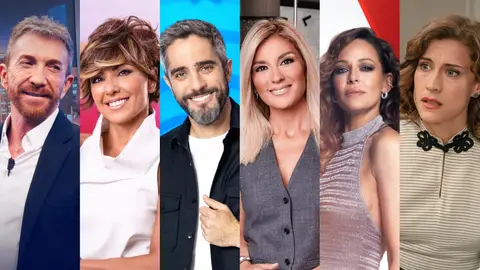 Pablo Motos, Sonsoles Ónega, Roberto Leal, Sandra Golpe, Eva González y Marta Belmonte Pablo Motos, Sonsoles Ónega, Roberto Leal, Sandra Golpe, Eva González y Marta Belmonte