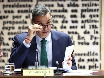 Pedro Sánchez, durante su comparecencia en el Senado por el caso Koldo