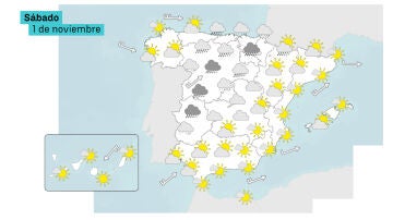 Mapa de previsión para el sábado