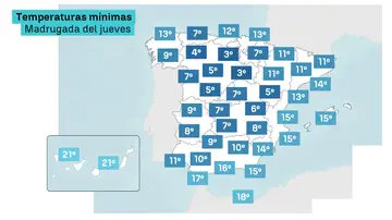 Mapa de temperaturas mínimas Mapa de temperaturas mínimas