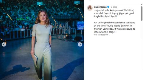 La reina Rania en el One Young World Summit de Múnich