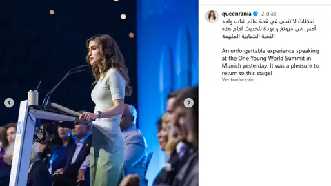 La reina Rania en el One Young World Summit de Múnich La reina Rania en el One Young World Summit de Múnich