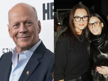 Montaje de Bruce Willis junto a Emma Heming y Demi Moore Montaje de Bruce Willis junto a Emma Heming y Demi Moore