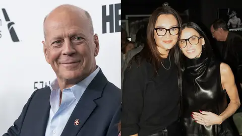 Montaje de Bruce Willis junto a Emma Heming y Demi Moore Montaje de Bruce Willis junto a Emma Heming y Demi Moore
