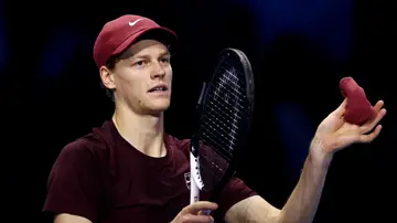 Jannik Sinner celebra su victoria ante Felix Auger-Aliassime en Turín Jannik Sinner celebra su victoria ante Felix Auger-Aliassime en Turín