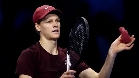 Jannik Sinner celebra su victoria ante Felix Auger-Aliassime en Turín Jannik Sinner celebra su victoria ante Felix Auger-Aliassime en Turín