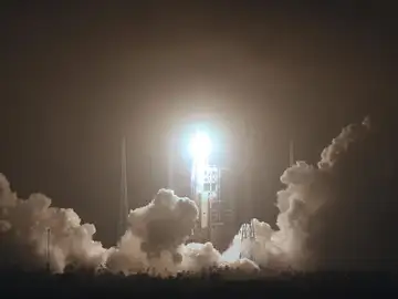 Momento del lanzamiento de un cargero espacial chino, en una imagen de archivo Momento del lanzamiento de un cargero espacial chino, en una imagen de archivo