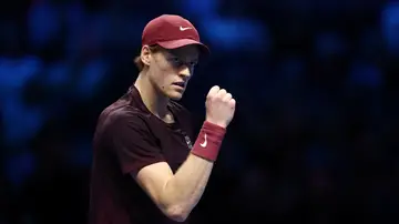 Jannik Sinner celebra su victoria ante Alex de Miñaur en Turín Jannik Sinner celebra su victoria ante Alex de Miñaur en Turín