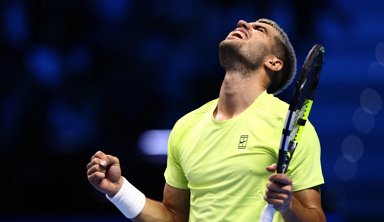 Carlos Alcaraz celebra una victoria en las Nitto ATP Finals 2025