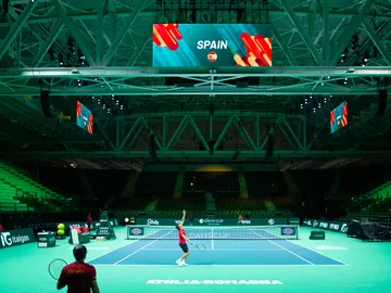 El equipo español entrena en el SuperTennis Arena de Bolonia, sede de las finales de la Copa Davis El equipo español entrena en el SuperTennis Arena de Bolonia, sede de las finales de la Copa Davis