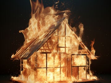 Recreación de una casa en llamas