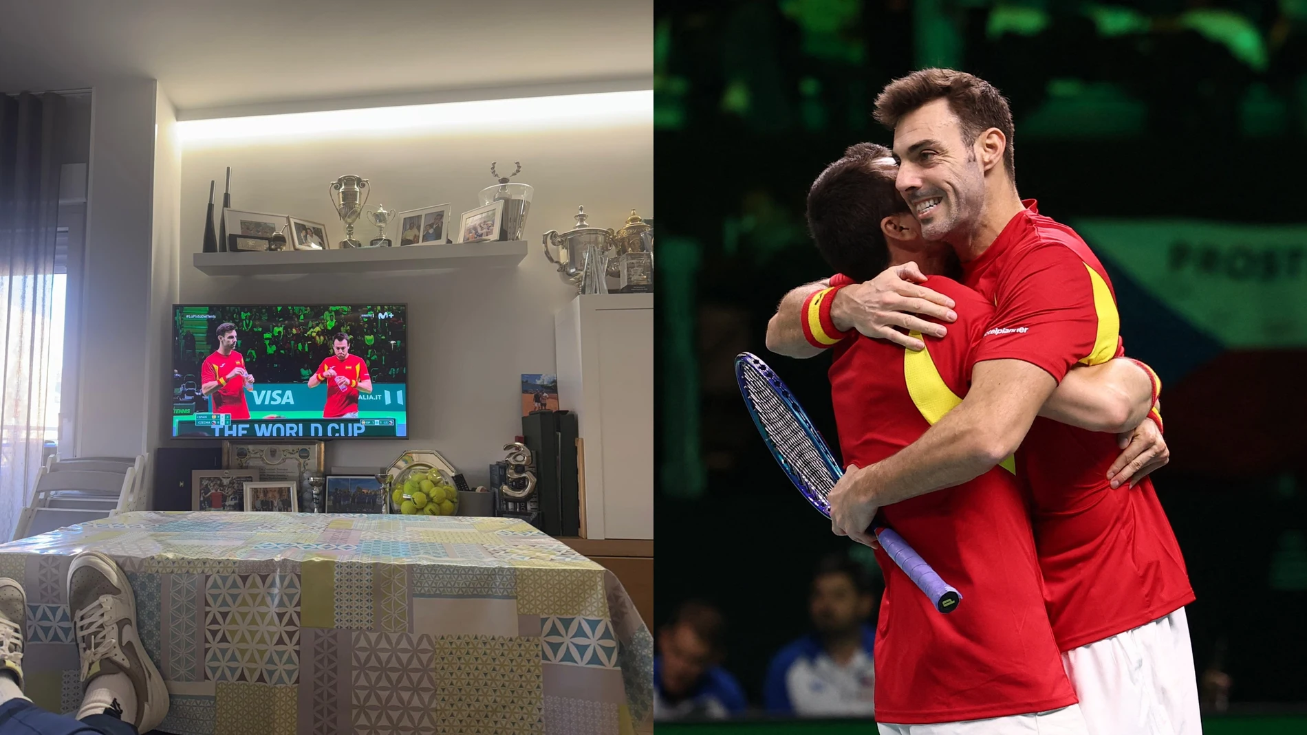 Carlos Alcaraz animando a España desde su casa Carlos Alcaraz animando a España desde su casa