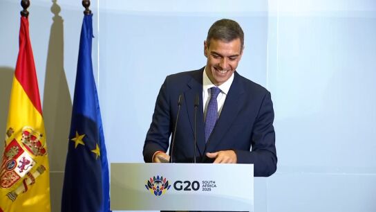 Imagen de Pedro S&aacute;nchez durante su comparecencia en el G20.
