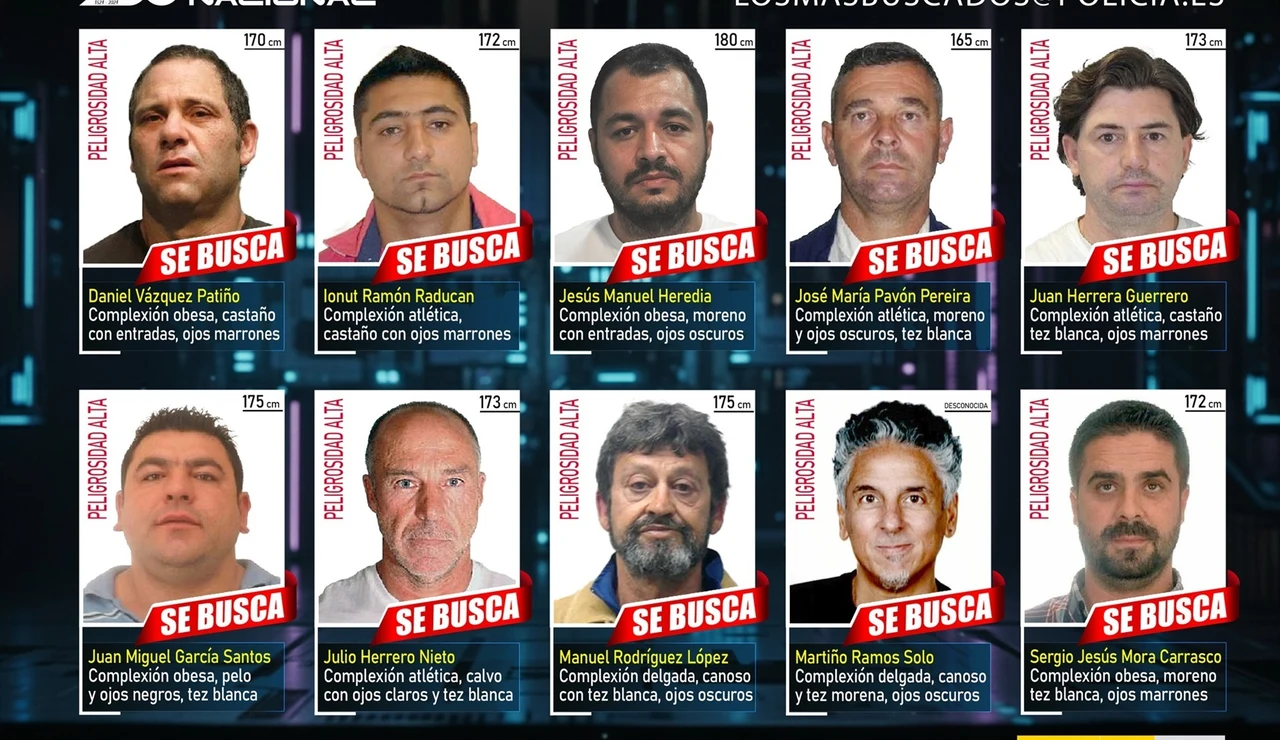 Los diez fugitivos más buscados en España