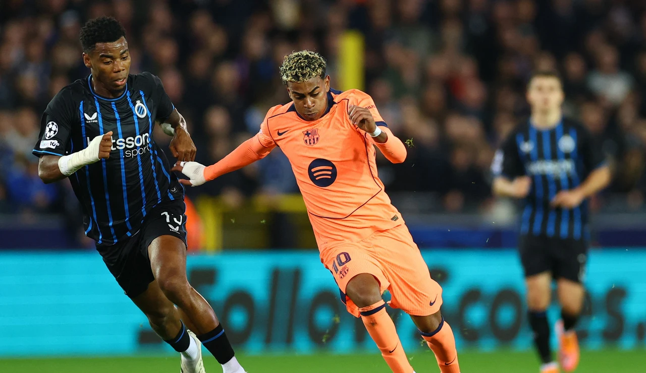 Lamine Yamal, en el partido ante el Brujas