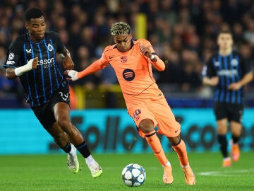 Lamine Yamal, en el partido ante el Brujas