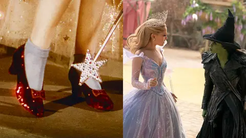 Los zapatos de rubíes de Dorothy en El Mago de Oz no son rojos en Wicked Los zapatos de rubíes de Dorothy en El Mago de Oz no son rojos en Wicked