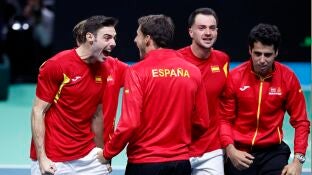 Los jugadores de Espa&ntilde;a en las semifinales de la Copa Davis
