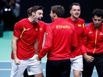 Los jugadores de Espa&ntilde;a en las semifinales de la Copa Davis