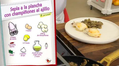 Ingredientes Sepia a la plancha con champiñones al ajillo Ingredientes Sepia a la plancha con champiñones al ajillo