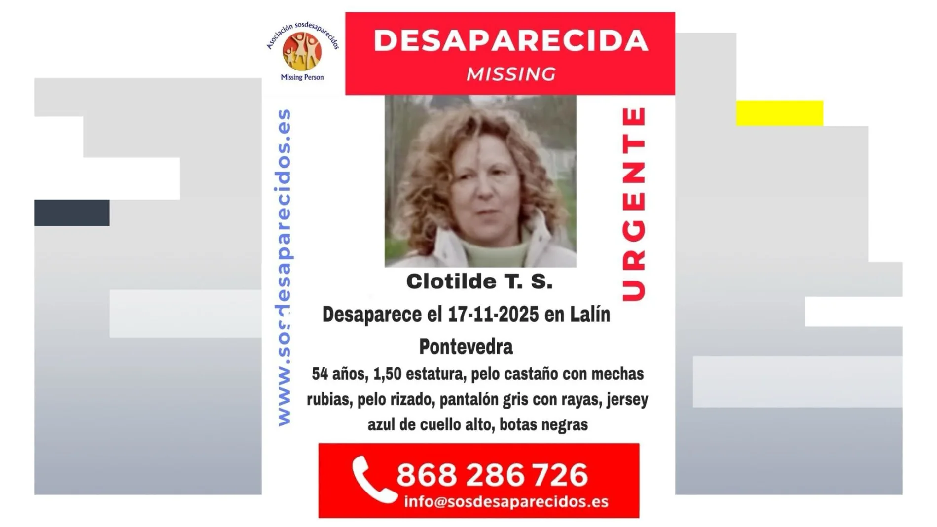 Clotilde, desaparecida en Lalín (Pontevedra) Clotilde, desaparecida en Lalín (Pontevedra)