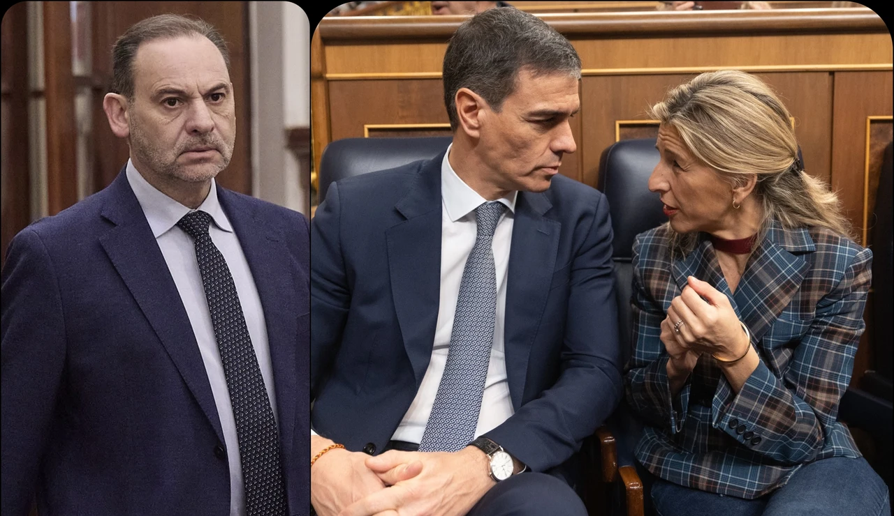 José Luis Ábalos, Pedro Sánchez y Yolanda Díaz