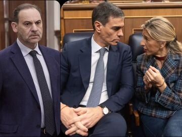José Luis Ábalos, Pedro Sánchez y Yolanda Díaz