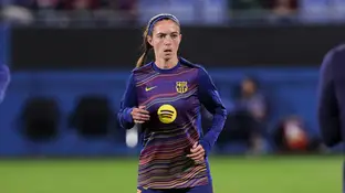 Aitana Bonmatí, en un calentamiento con el Barcelona Aitana Bonmatí, en un calentamiento con el Barcelona