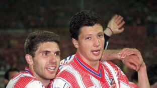 Lubo Penev, en un partido con el Atl&eacute;tico de Madrid