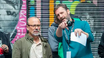 Javier Gutiérrez y Daniel Castro en el rodaje de El profesor Javier Gutiérrez y Daniel Castro en el rodaje de El profesor