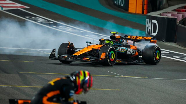 Lando Norris tras celebra la victoria en el mundial de F&oacute;rmula 1