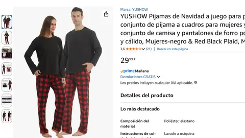 Pijama navideño básico para parejas Pijama navideño básico para parejas