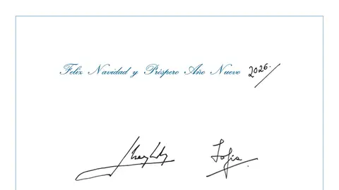 Las firmas de los reyes eméritos, Juan Carlos y Sofía, en la felicitación navideña de 2025 Las firmas de los reyes eméritos, Juan Carlos y Sofía, en la felicitación navideña de 2025