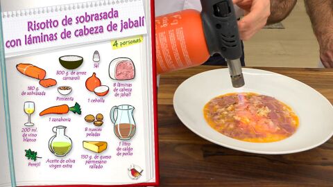 Ingredientes Risotto de sobrasada con láminas de cabeza de jabalí