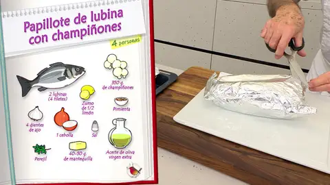 Ingredientes Papillote de lubina con champiñones Ingredientes Papillote de lubina con champiñones