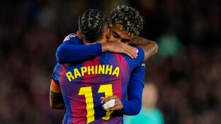 Raphinha celebra su gol ante Osasuna