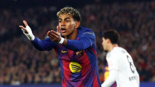 Lamine Yamal, en un partido con el Barcelona