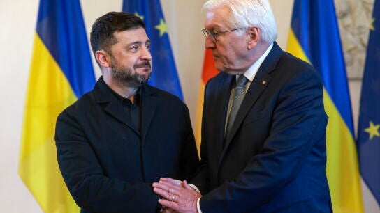 Zelenski con el presidente alem&aacute;n Frank- Walter.
