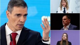 Pedro S&aacute;nchez y algunos de sus socios de Gobierno