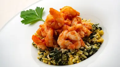 Arroz con espinacas y langostinos en salsa, una receta muy completa de Karlos Arguiñano Arroz con espinacas y langostinos en salsa, una receta muy completa de Karlos Arguiñano